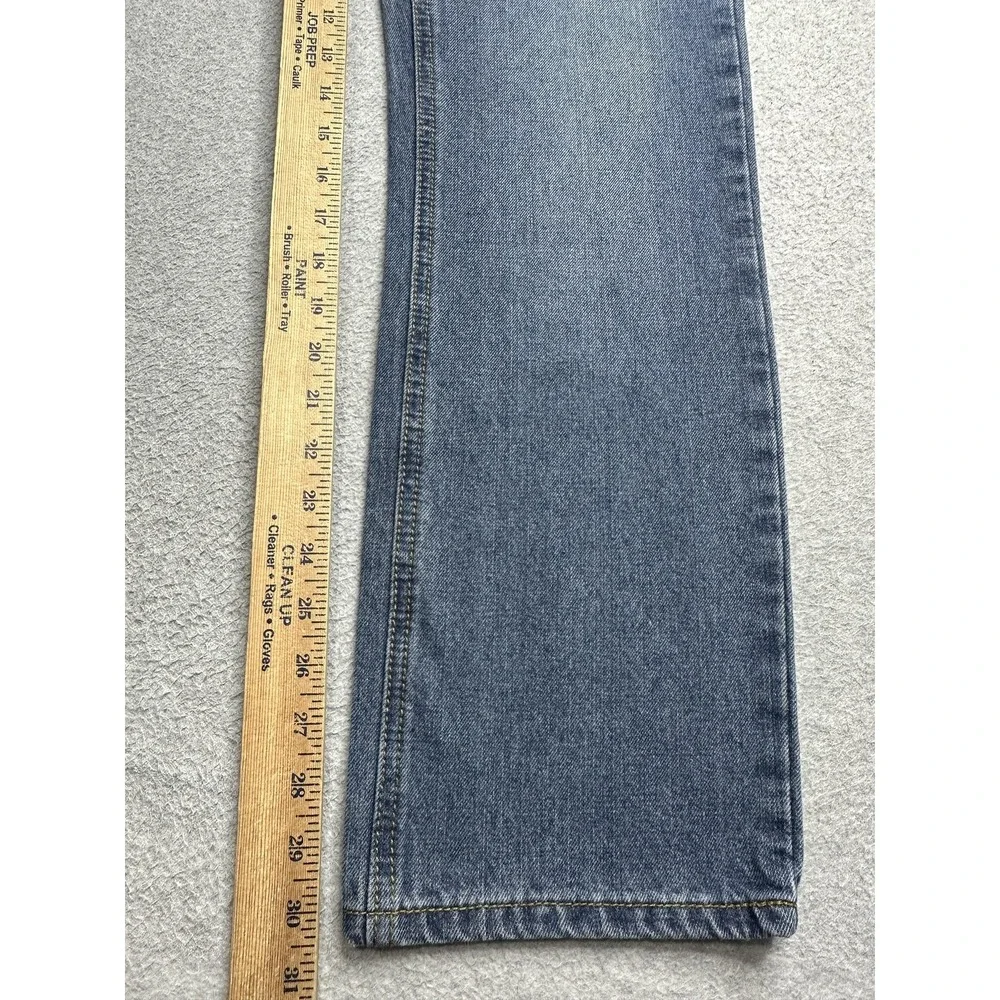 Linea Uomo Jeans Mens 32x32 Blue Straight Leg Denim Pants V Pocket Embroidery